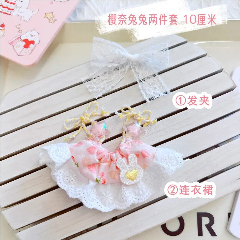 17cm Labubu Clothes Cute Mini Plush Doll's Outfit Accessories Suit Overalls Dress Hairpin for Labubu Dolls Fans Children Gift