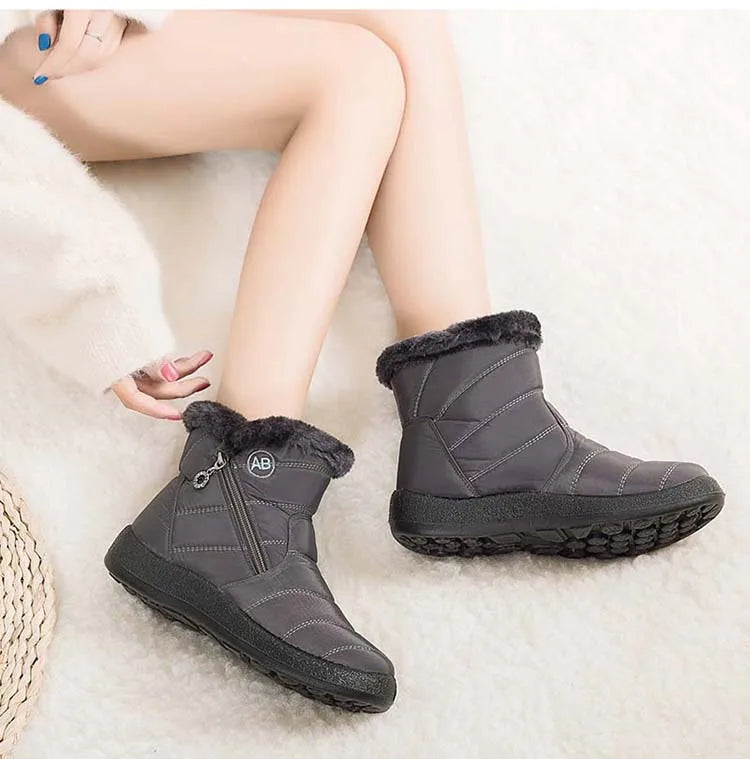 Snow Women Boots Comfortable Women's Boots Waterproof Women Shoes Zipper Shoes Woman Soft Fur Women's Winter Boots Botas Mujer