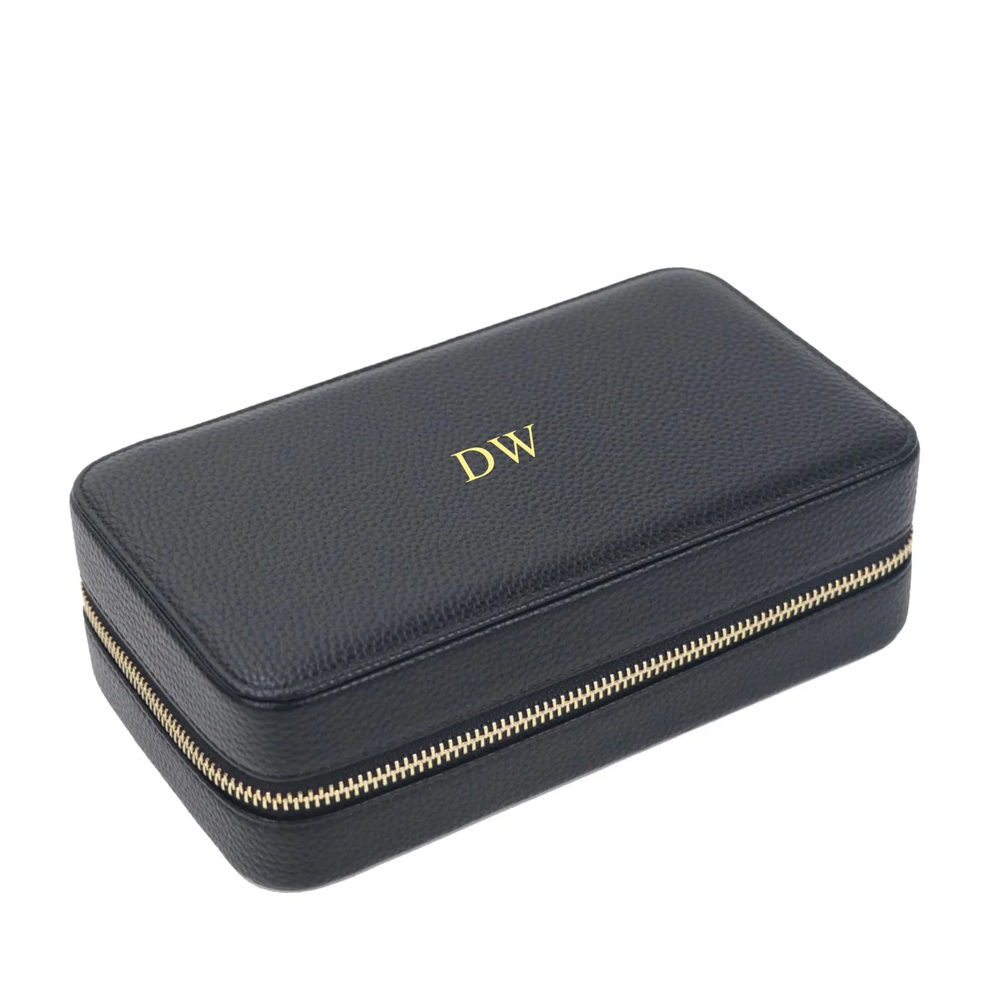 Personalized Emboss Gold Name Pebble Leather Medium Travel Jewelry Storage Box Jewelry Bag Stud Necklace Storage Custom Gift