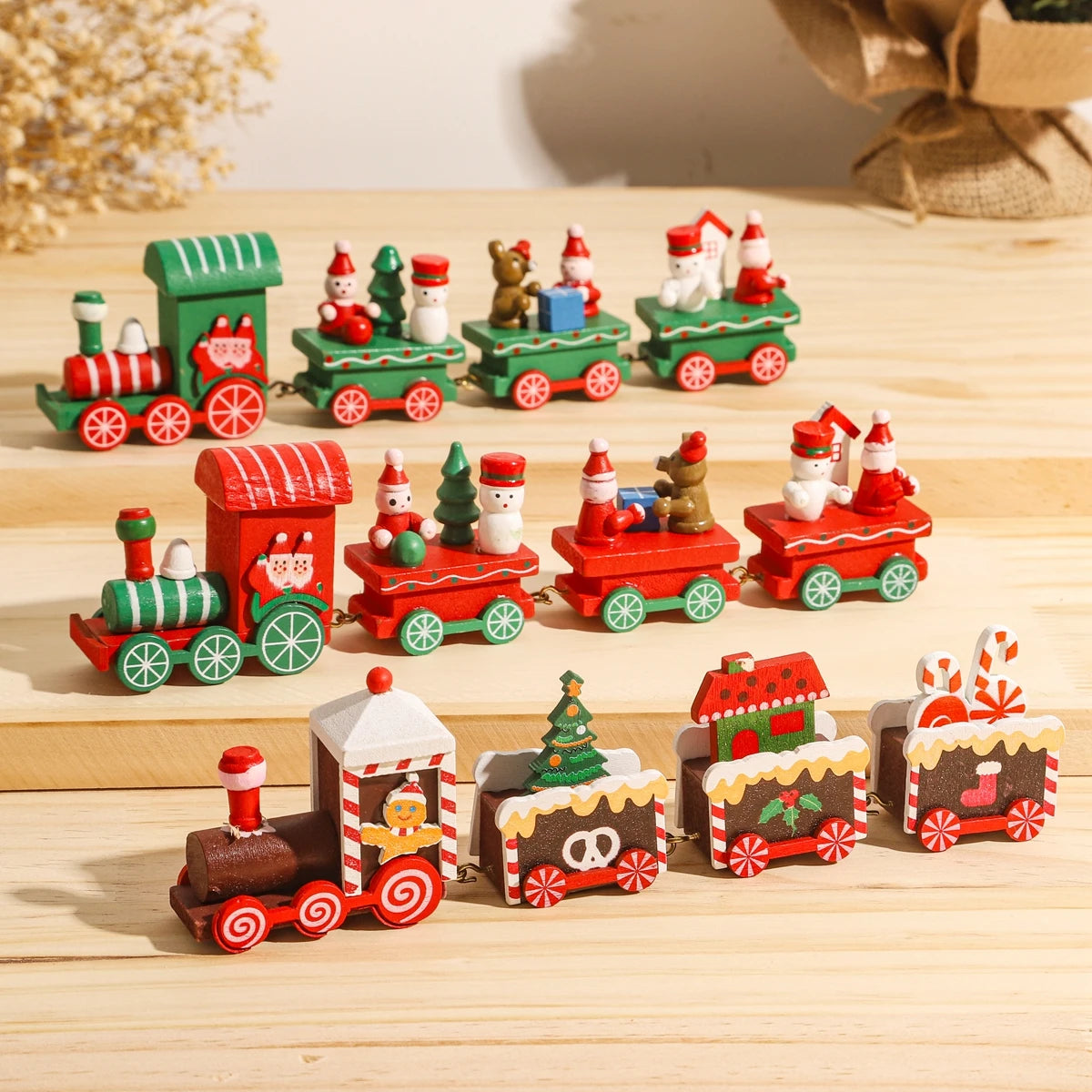 Wooden/Plastic Train Christmas Ornament Merry Christmas Decoration For Home 2024 Xmas Gifts Noel Natal Navidad New Year 2025