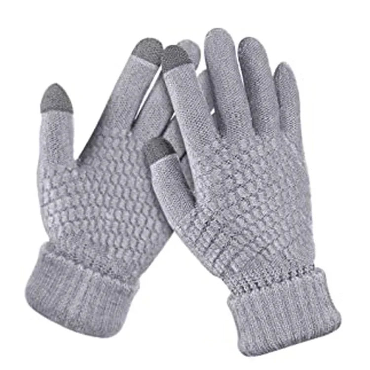 New Women Plush Thicken Touch Screen Gloves Adult Soft Warm Fleece Lined Knit Gloves Female Elastic Cuff Texting Gloves Unisex