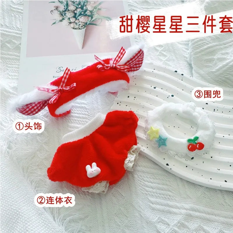 17cm Labubu Clothes Cute Mini Plush Doll's Outfit Accessories Suit Overalls Dress Hairpin for Labubu Dolls Fans Children Gift