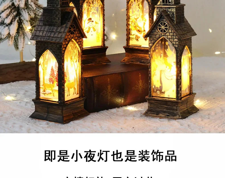 Christmas Light Up Church Decorative Battery Operated Lantern Ornament Light Up Holiday Ornaments Christmas Decorations for Kids