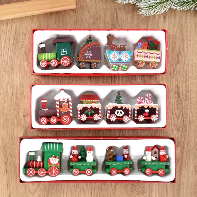 Christmas Wooden Train Ornament Merry Christmas Decoration For Home 2024 Xmas Kids Gifts Noel Natal Navidad New Year 2024