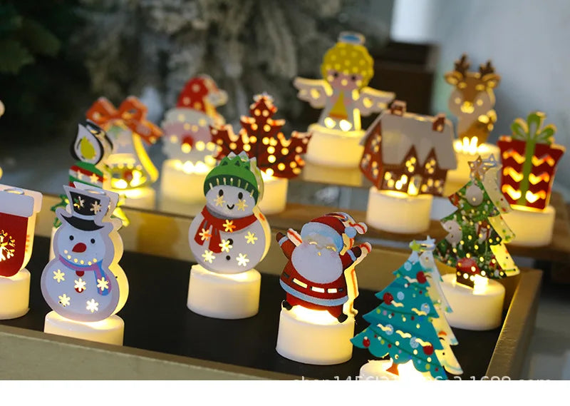 Christmas LED Light Snowman Santa House Luminous Cabin Merry Christmas Decor for Home Xmas Tree Ornaments Kids Gifts New Year