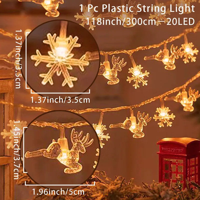 Christmas Santa Claus String Light Garland Xmas Tree Pendant Merry Christmas Decor for Home Noel Navidad Gift 2024 New Year 2025