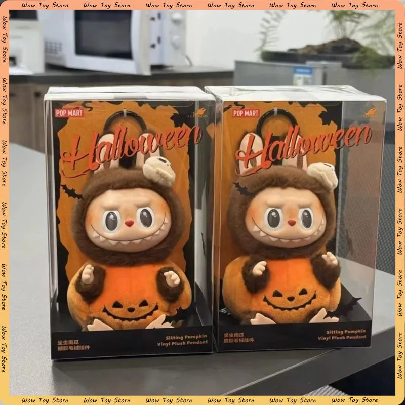 Replica Labubu Keychain Halloween Pumpkin Strange Carnival Labubu Pendant Surprise Collectible Doll Creative Ornament Toy Gift