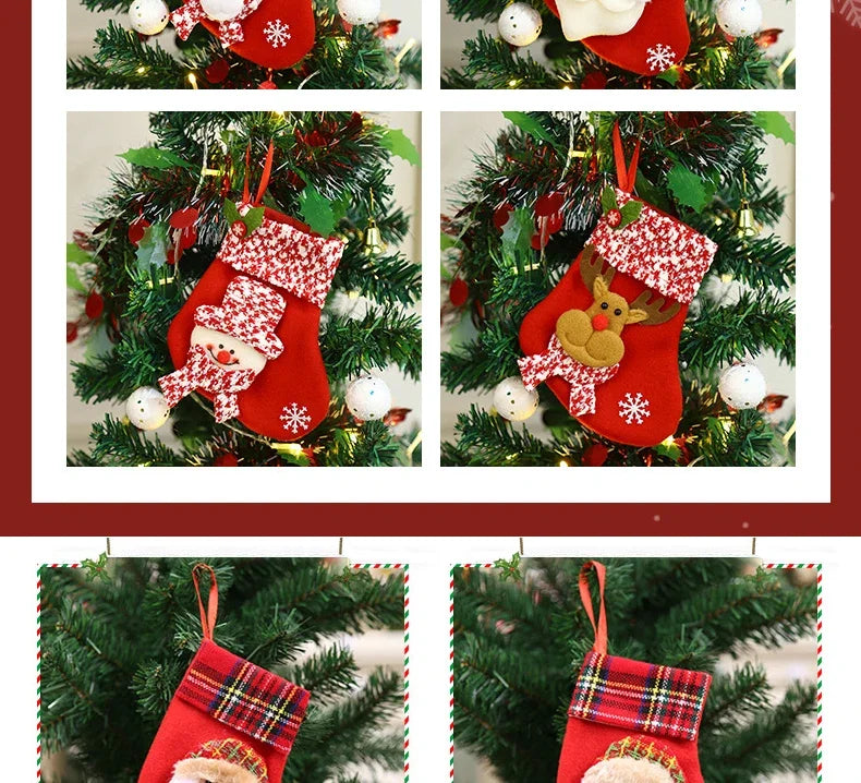 2pcs 2023 New Christmas Decoration Socks Cartoon Santa Claus Fawn Snowmen Socks Christmas Tree Hanging Ornaments Home Decoration