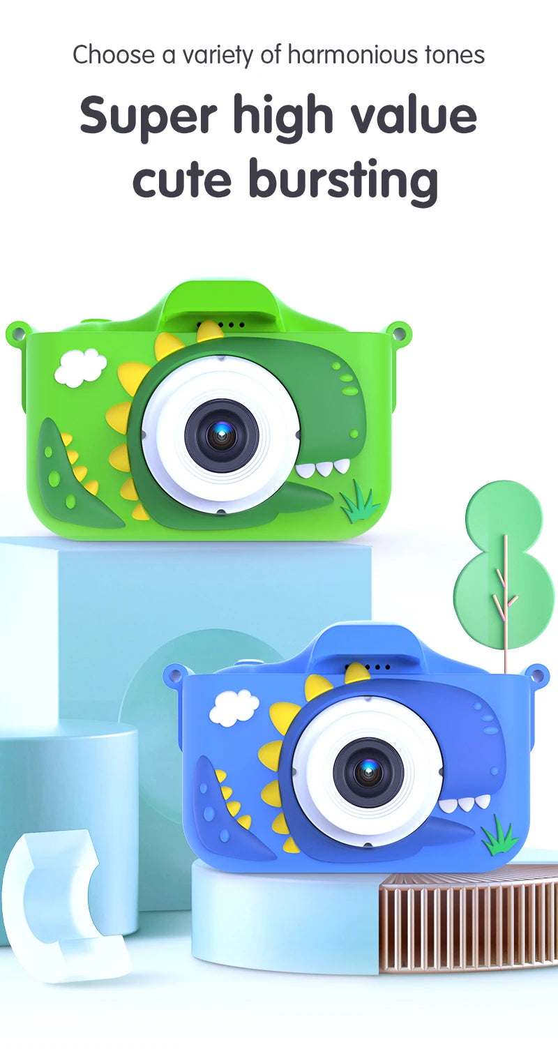 Kid Mini Camera 1080P Cartoon Selfie Toddler Digital Video Camera Toys With 32G SD Card for Boys/Girls Christmas Birthday Gifts