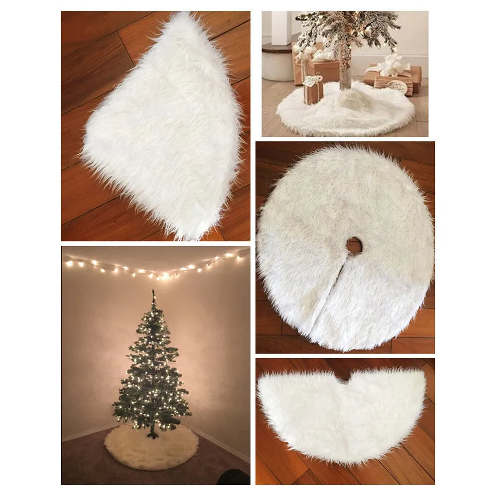 Christmas Christmas tree skirt base decoration pure white plush carpet sub-tree apron under tree decorative cushion