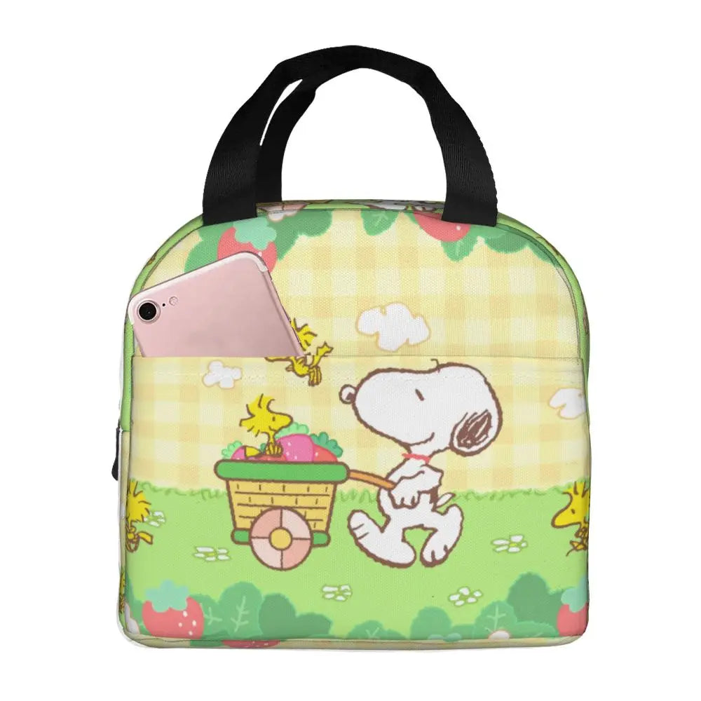 Custom Funny Cartoon Snoopy Lunch Box Waterproof Thermal Cooler Food Insulated Lunch Bag Kids For Kids Portable Picnic Tote Bags