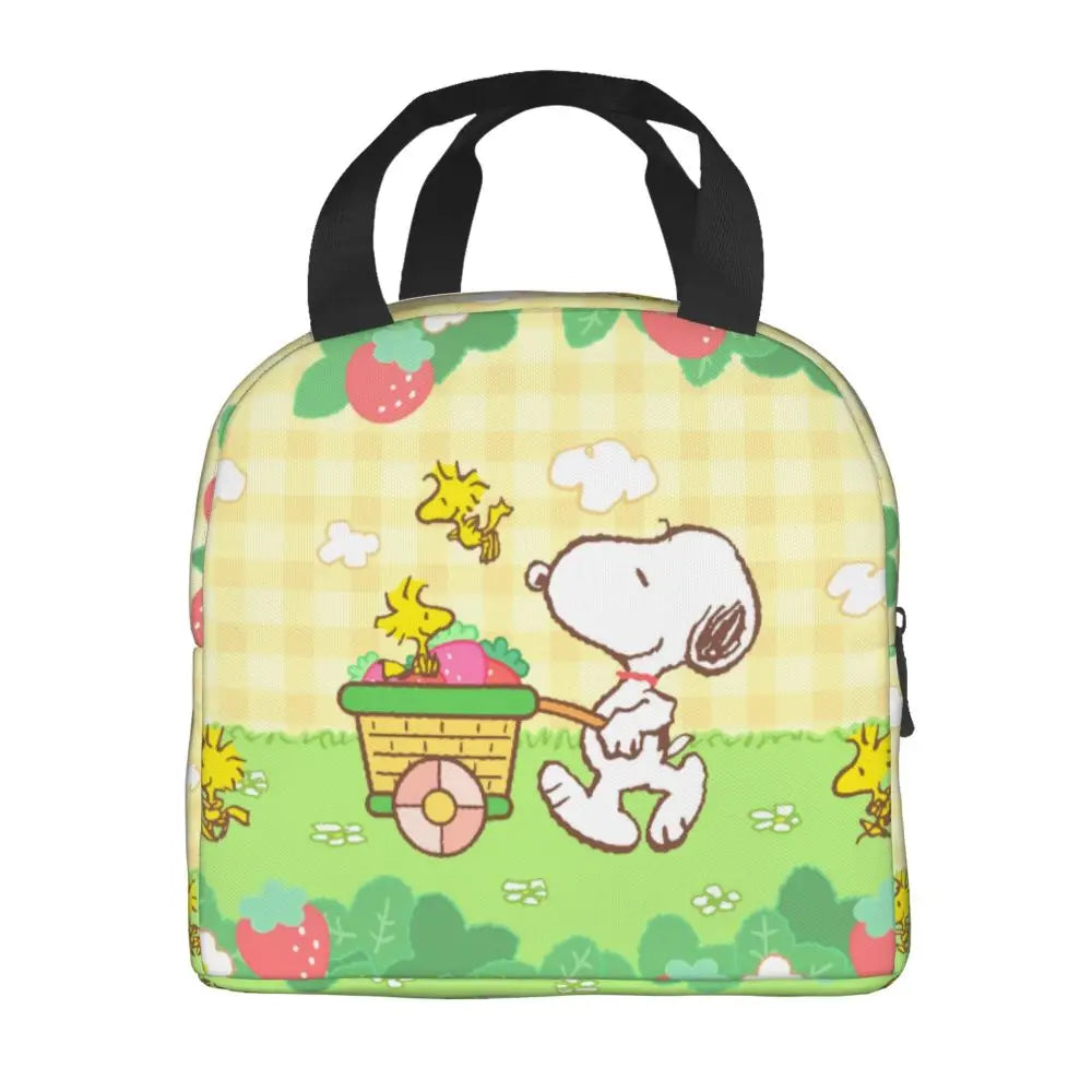 Custom Cute Cartoon Snoopy Insulated Lunch Box for Women Portable Warm Cooler Thermal Lunch Bag Picnic Food Container Tote Bags