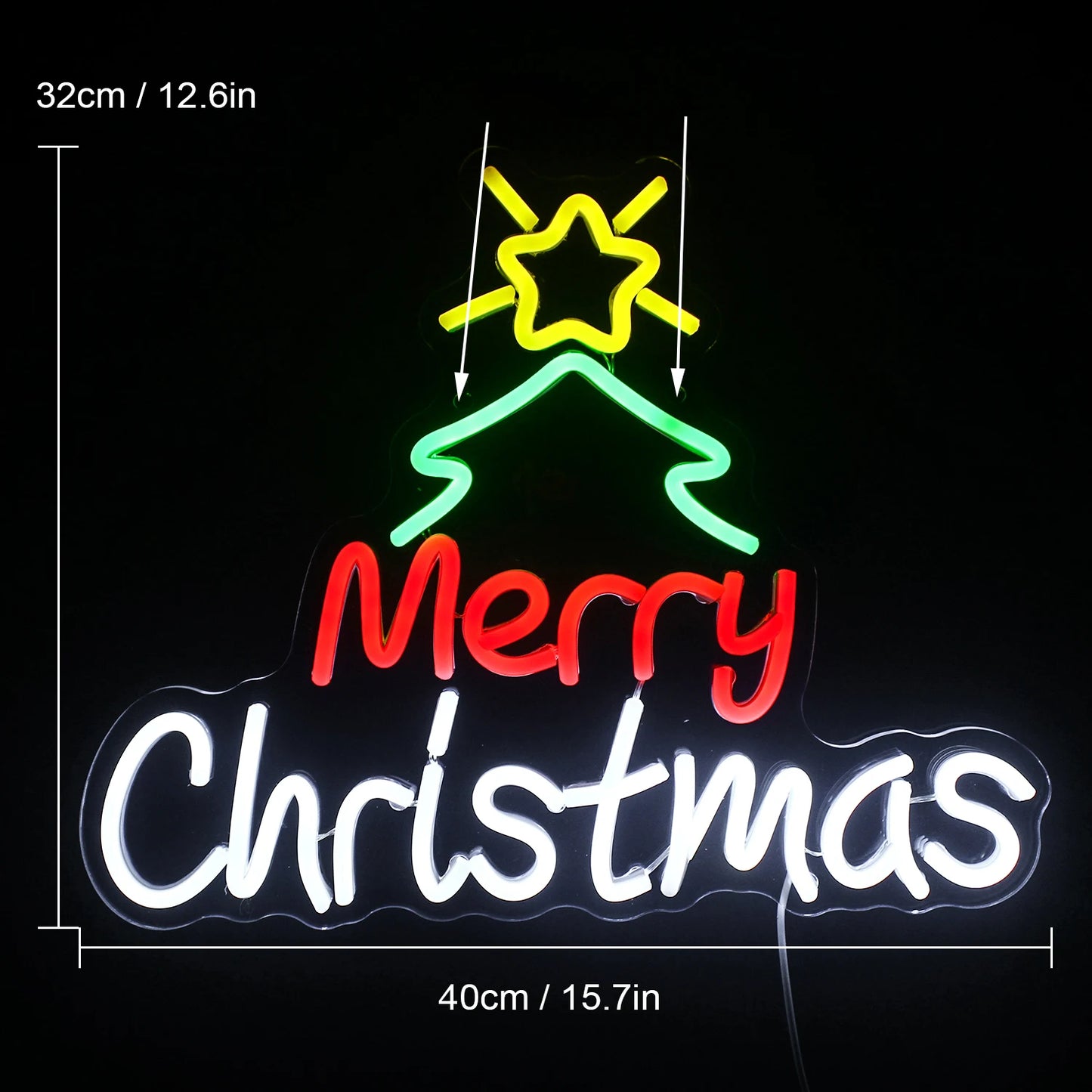 Merry Christmas Neon Sign Red Green LED Lights With Small Decor Dimmable Room Decoration For Festival Home Party Wall Lamp Signs