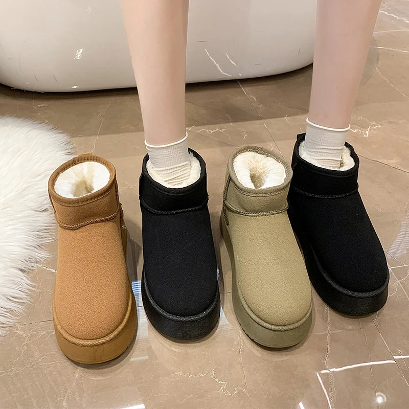 2024 New Classic Thickened Fluff Women's Snow Boots Comfortable Warm Ankle Boots Women Winter Ladies Shoes Chunky Botas Mujer