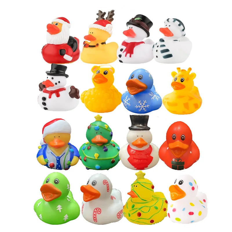 6-24pcs Christmas Rubber Ducks 2.5 Inch Assorted Rubber Ducks with Various Christmas Characters Novelty Rubber Duck Toys