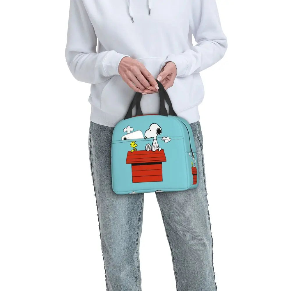 Custom Funny Cartoon Snoopy Lunch Box Waterproof Thermal Cooler Food Insulated Lunch Bag Kids For Kids Portable Picnic Tote Bags