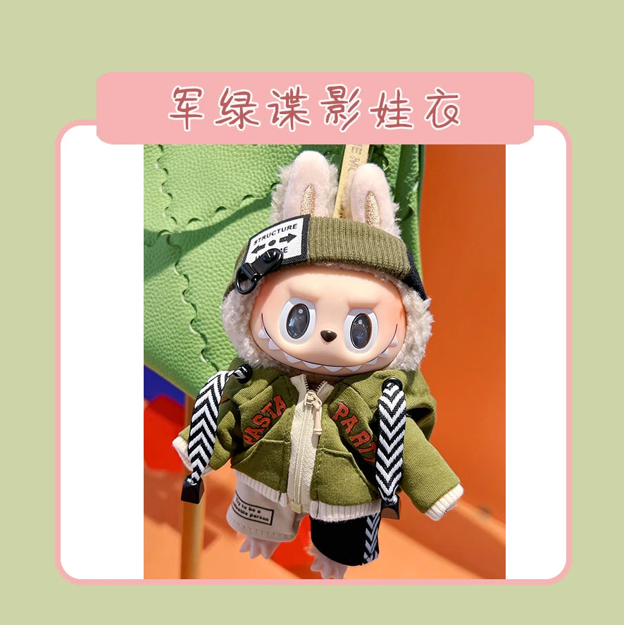 Hot Labubu Doll Clothes Fashion Clothes Hoodies For 17cm Doll Clothes Color Match Hoodies Dolls Accessories Cute Little Cloths