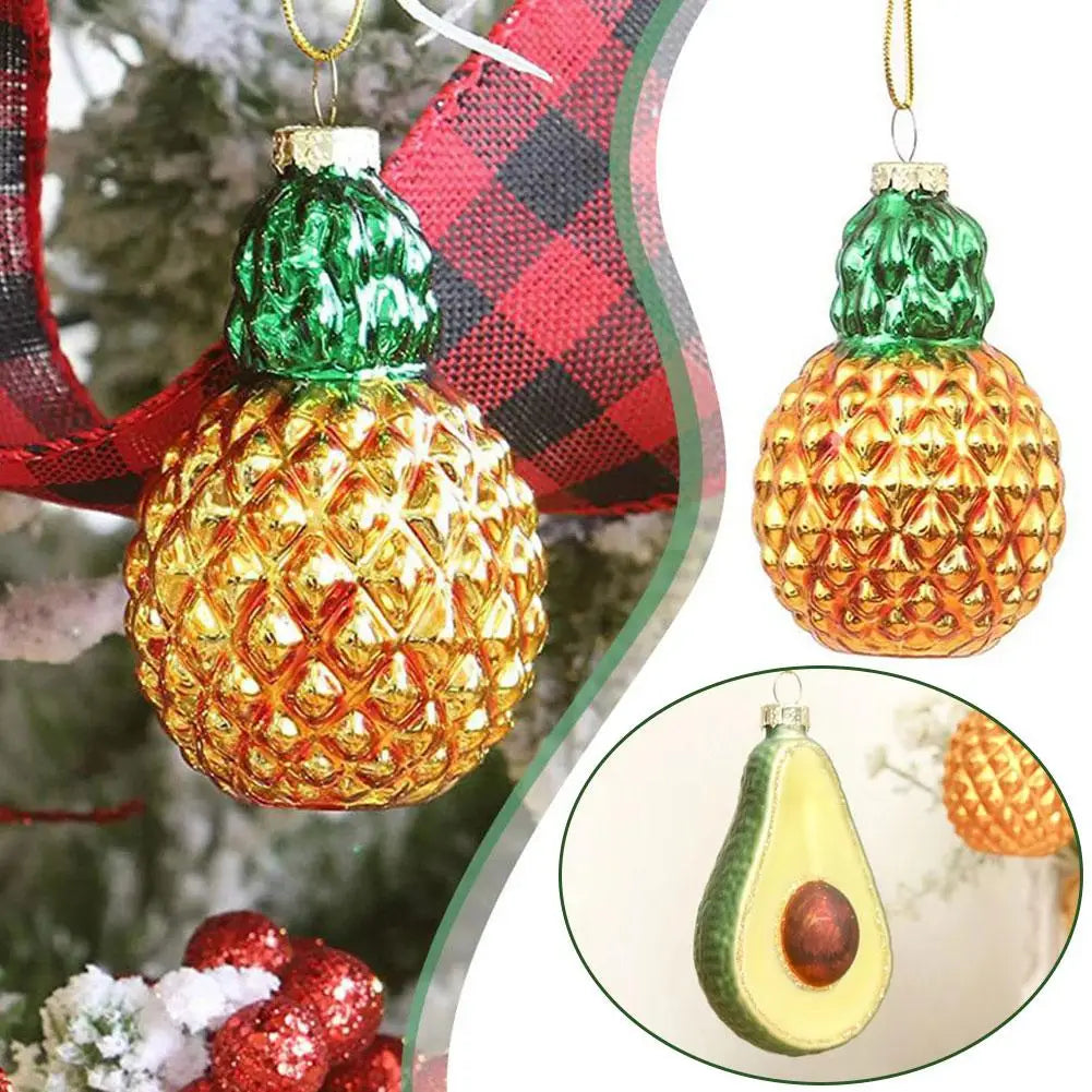 Christmas Tree Decorations Avocado Fruit Pineapple Cupcake Donut Ice Cream Xmas Tree Hanging Pendant New Year Ornament