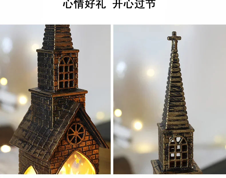 Christmas Light Up Church Decorative Battery Operated Lantern Ornament Light Up Holiday Ornaments Christmas Decorations for Kids