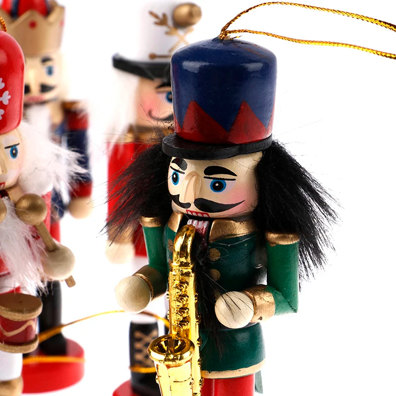 14/13/12/10.5cm Christmas Nutcracker Puppet Ornaments Desktop Home Decor Walnuts Soldiers Band Dolls Nutcracker Miniatures 1PCS