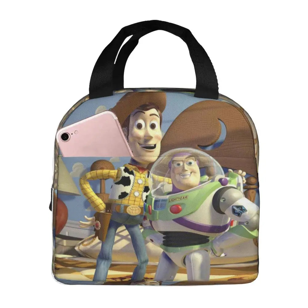 Custom Toy Story Buzz Ranger Suit Insulated Lunch Bag Reusable Thermal Cooler Bento Box For Women Food Container Tote Bags