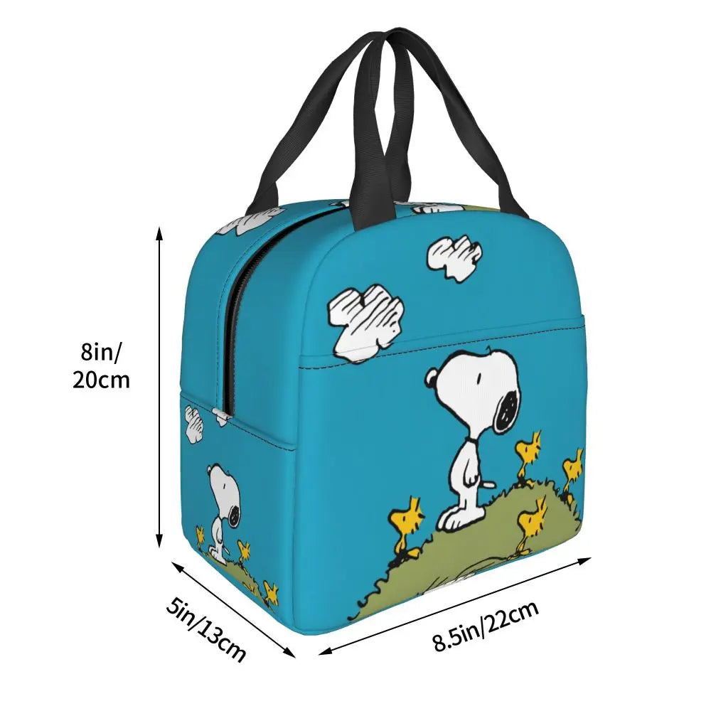 Custom Funny Cartoon Snoopy Lunch Box Waterproof Thermal Cooler Food Insulated Lunch Bag Kids For Kids Portable Picnic Tote Bags