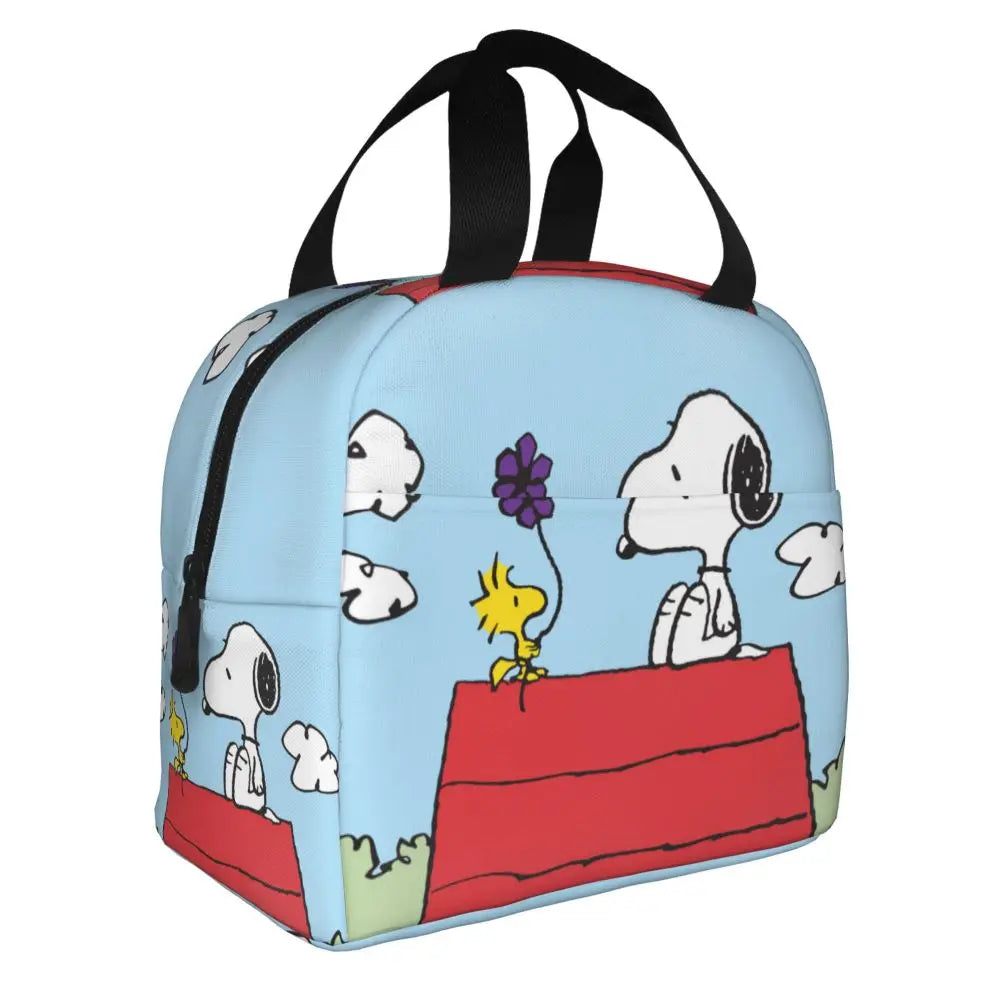 Custom Funny Cartoon Snoopy Lunch Box Waterproof Thermal Cooler Food Insulated Lunch Bag Kids For Kids Portable Picnic Tote Bags