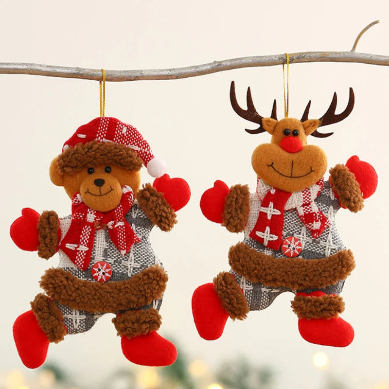 2023 Cute Christmas Santa Snowman Deer Doll Decoration Gift Doll Christmas Tree Hanging Ornament New Year Xmas Home Decoration