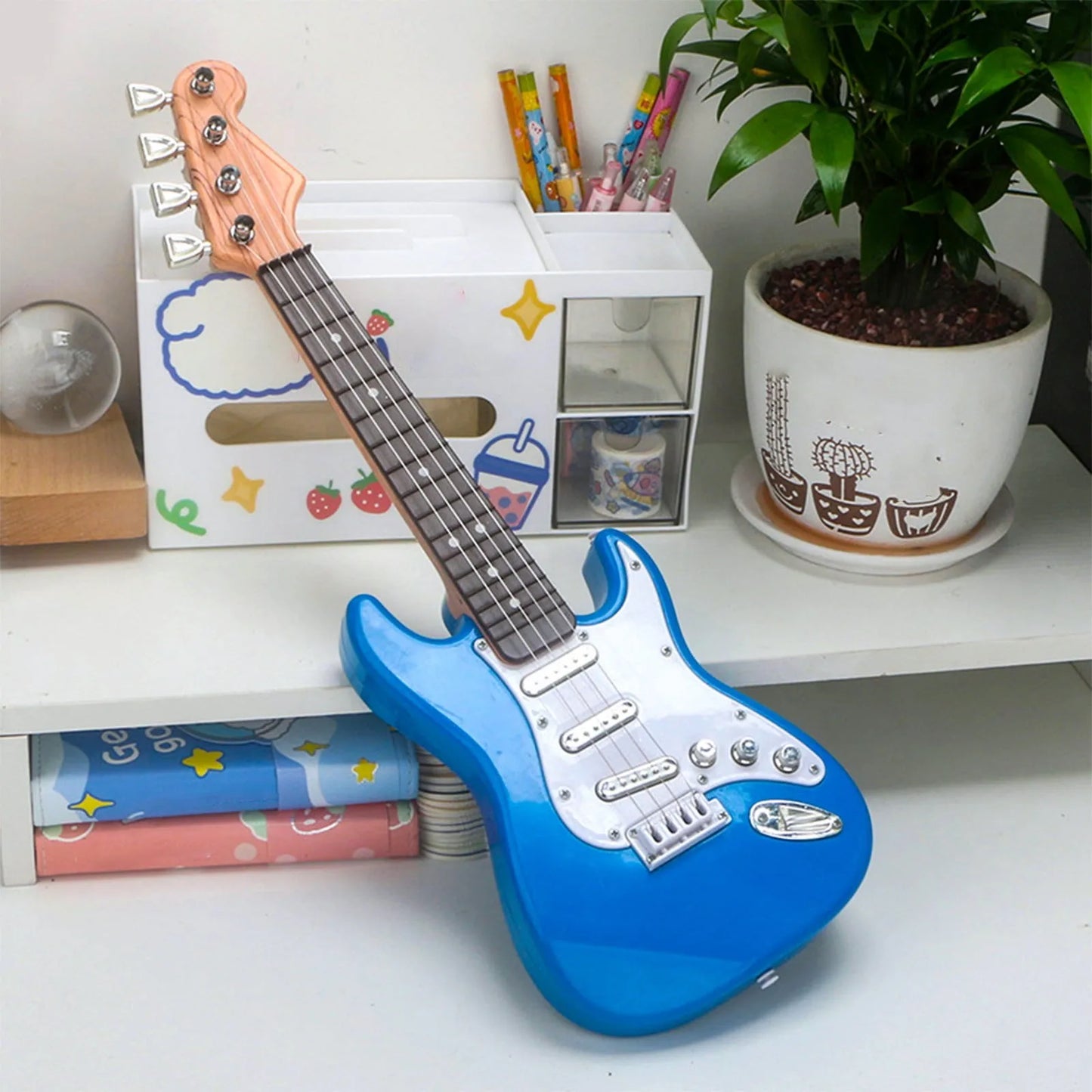 Children-size Electric Guitar Attracts Children Attention 4 String Guita Beginners' Level Guitar Puzzle And Musical Instruments