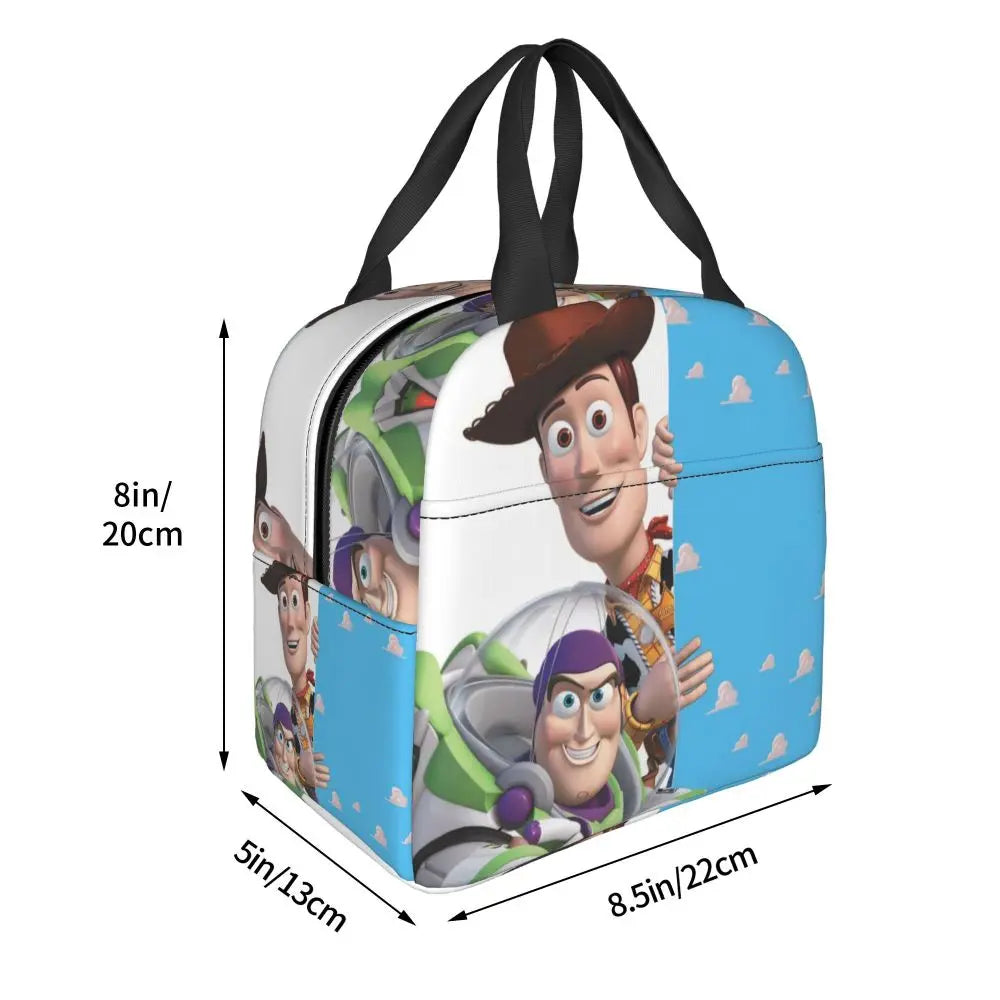 Custom Toy Story Buzz Ranger Suit Insulated Lunch Bag Reusable Thermal Cooler Bento Box For Women Food Container Tote Bags