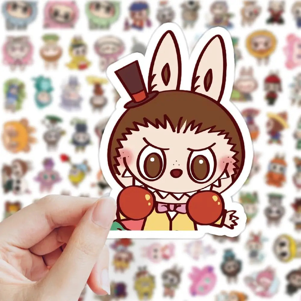 103 PCS Labubu Cute Monster Cartoon Waterproof Stickers Pack Anime Accessories