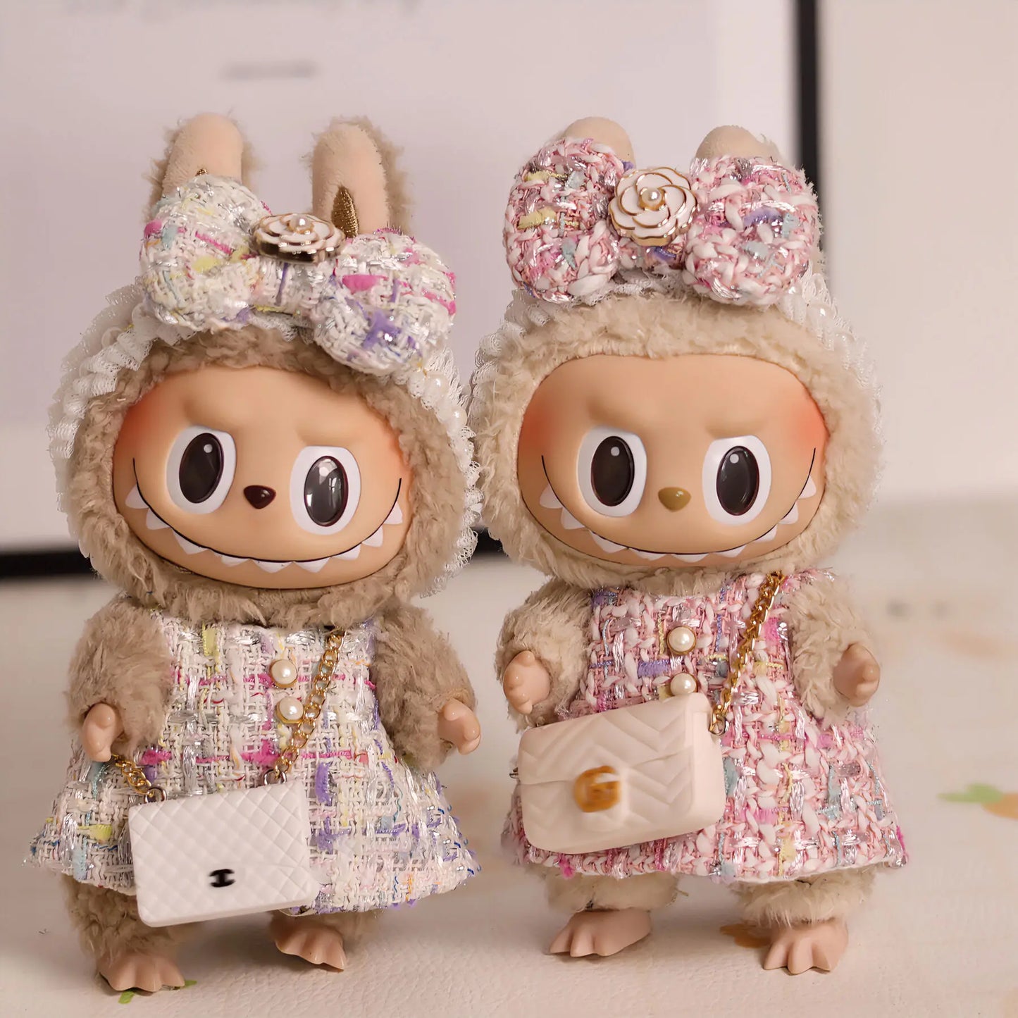 17cm Labubu Doll Clothes Advanced luxury design customization Heartbeat Macaron Labubu Doll Clothes Changing Light clothes