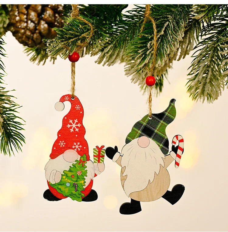 Merry Christmas Gnome Wooden Pendant Christmas Decorations For Home 2022 Cristmas Ornament Xmas Navidad Happy New Year 2023