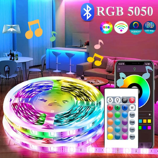 LED Strip Light Color USB RGB Tape Bluetooth LED Strip Bedroom Decoration 5050 5m 10m 15m 20m 30m TV LED Backlight For Christmas