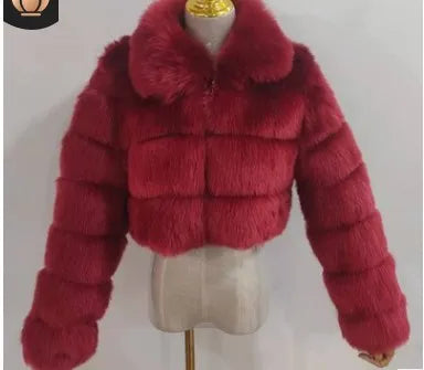 Casual White Black Fluffy Fall Winter Faux Fur Coat Women Short Jacket Long Sleeve Cropped Puffer Fur Jacket For Women Outwear