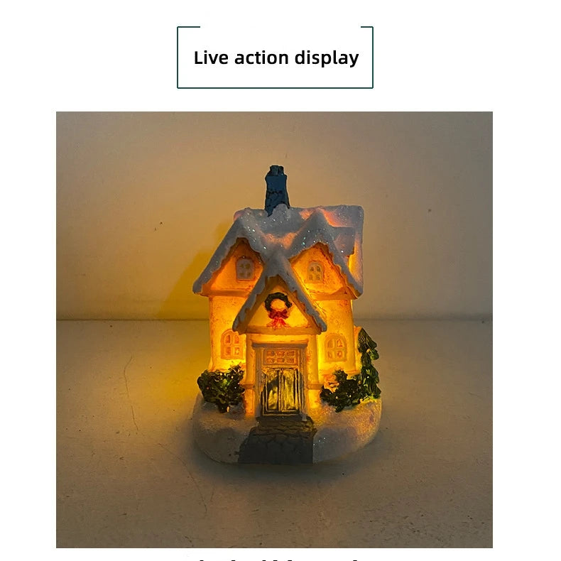 Mini LED Christmas Village Houses Building Xmas Winter Village Town Buildings Collection Home Indoor Room Decoration Xmas Gifts