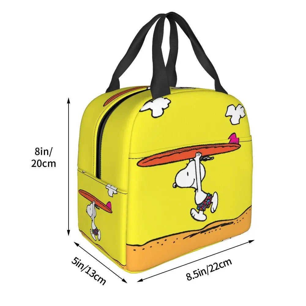 Custom Funny Cartoon Snoopy Lunch Box Waterproof Thermal Cooler Food Insulated Lunch Bag Kids For Kids Portable Picnic Tote Bags