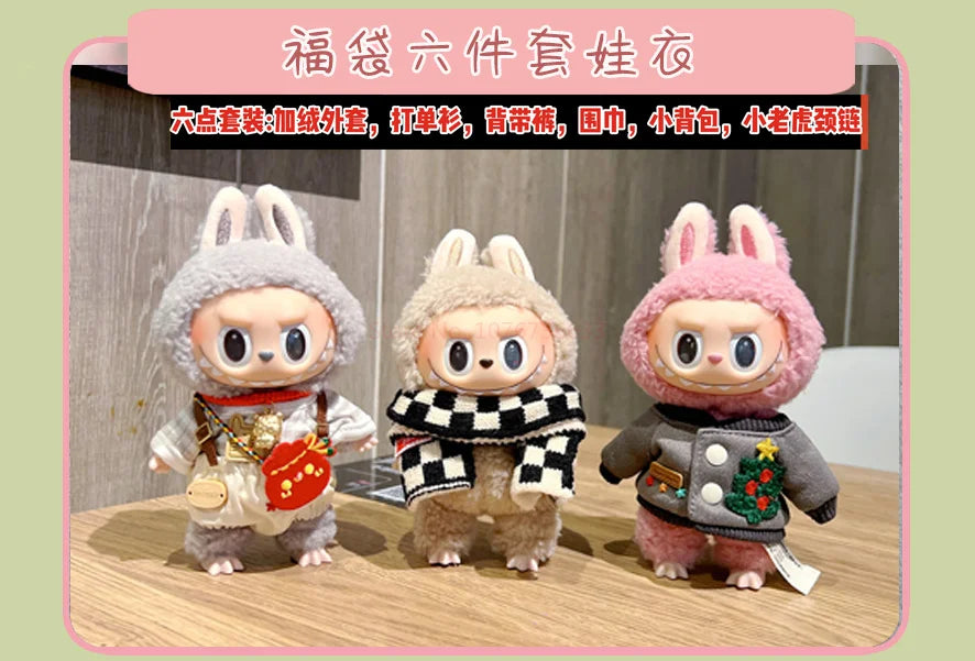 Hot Labubu Doll Clothes Fashion Clothes Hoodies For 17cm Doll Clothes Color Match Hoodies Dolls Accessories Cute Little Cloths