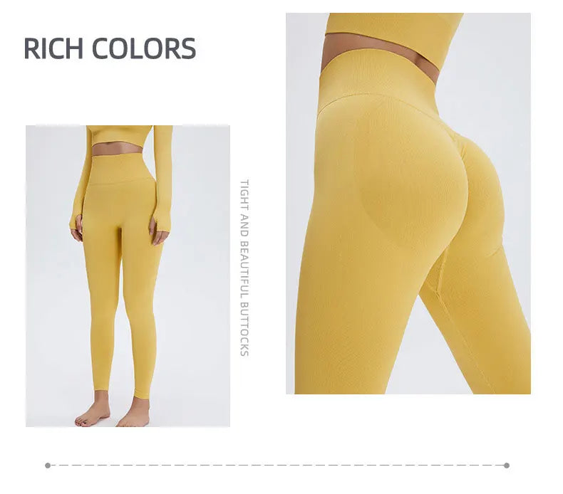 Seamless High Waist Nude Yoga Pants Women's Honey Peach Hip Lifting Tight Fitness Pants Quick Dried Exercise Push Up Yoga Pants