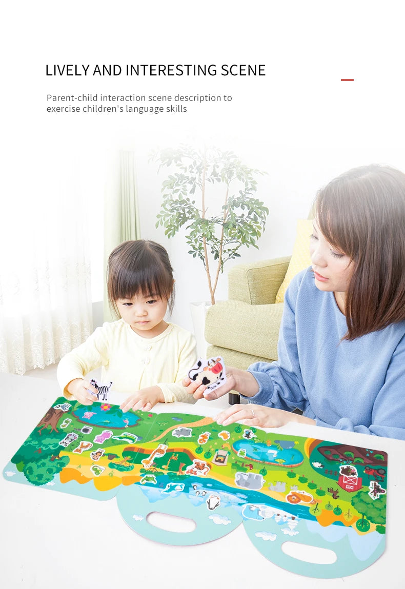 Early Childhood Education Scene Sticker Book Focus Cultivation Quiet Sticker Book Enlightenment Puzzle Cognitive Book For Kids