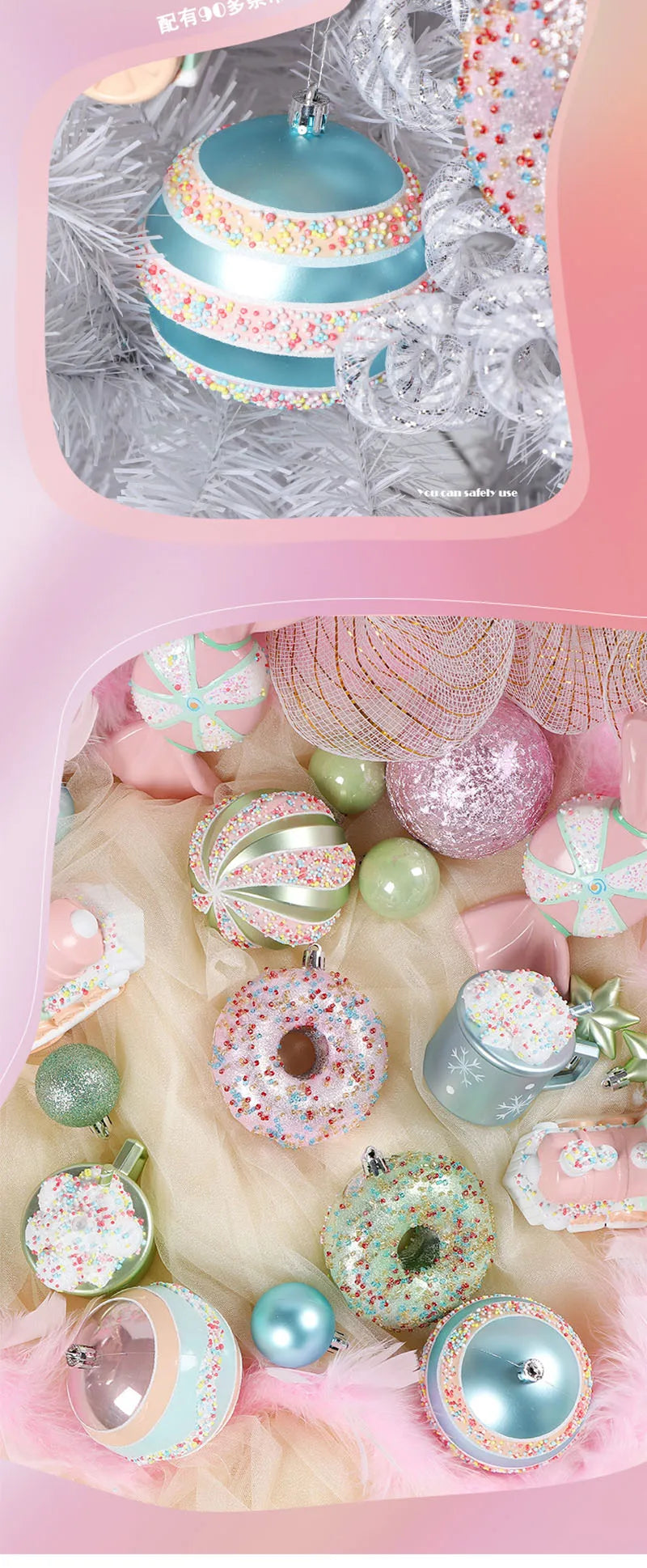 New Christmas Ball Decoration Kraft Paper Set Box Karon Donuts Pink Candy Unicorn Ice CreamWedding Props Party Scene Layout