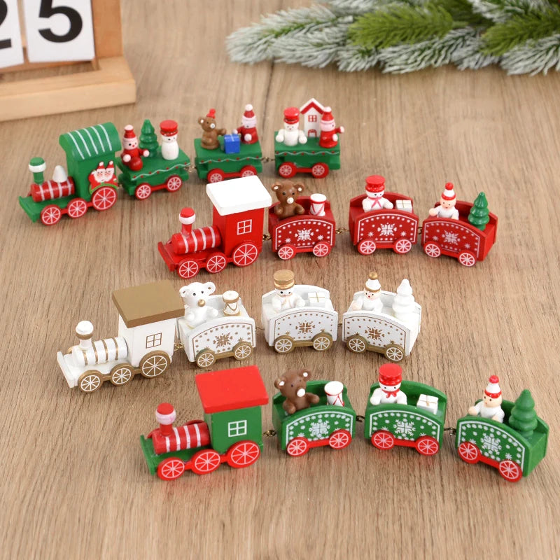 Christmas Wooden Train Merry Christmas Decorations for Home 2024 Xmas Tree Ornament  Navidad Noel Kids Gift Happy New Year 2025