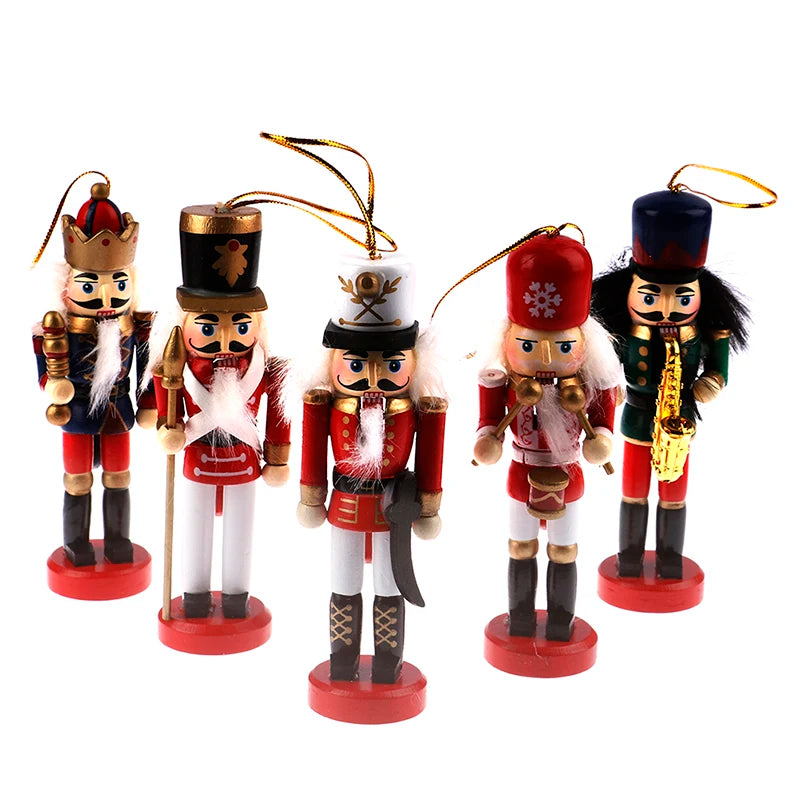 14/13/12/10.5cm Christmas Nutcracker Puppet Ornaments Desktop Home Decor Walnuts Soldiers Band Dolls Nutcracker Miniatures 1PCS