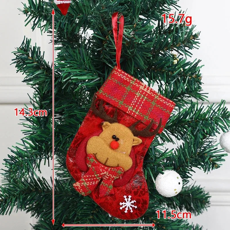 2pcs 2023 New Christmas Decoration Socks Cartoon Santa Claus Fawn Snowmen Socks Christmas Tree Hanging Ornaments Home Decoration