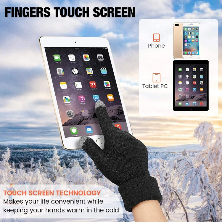 New Women Plush Thicken Touch Screen Gloves Adult Soft Warm Fleece Lined Knit Gloves Female Elastic Cuff Texting Gloves Unisex