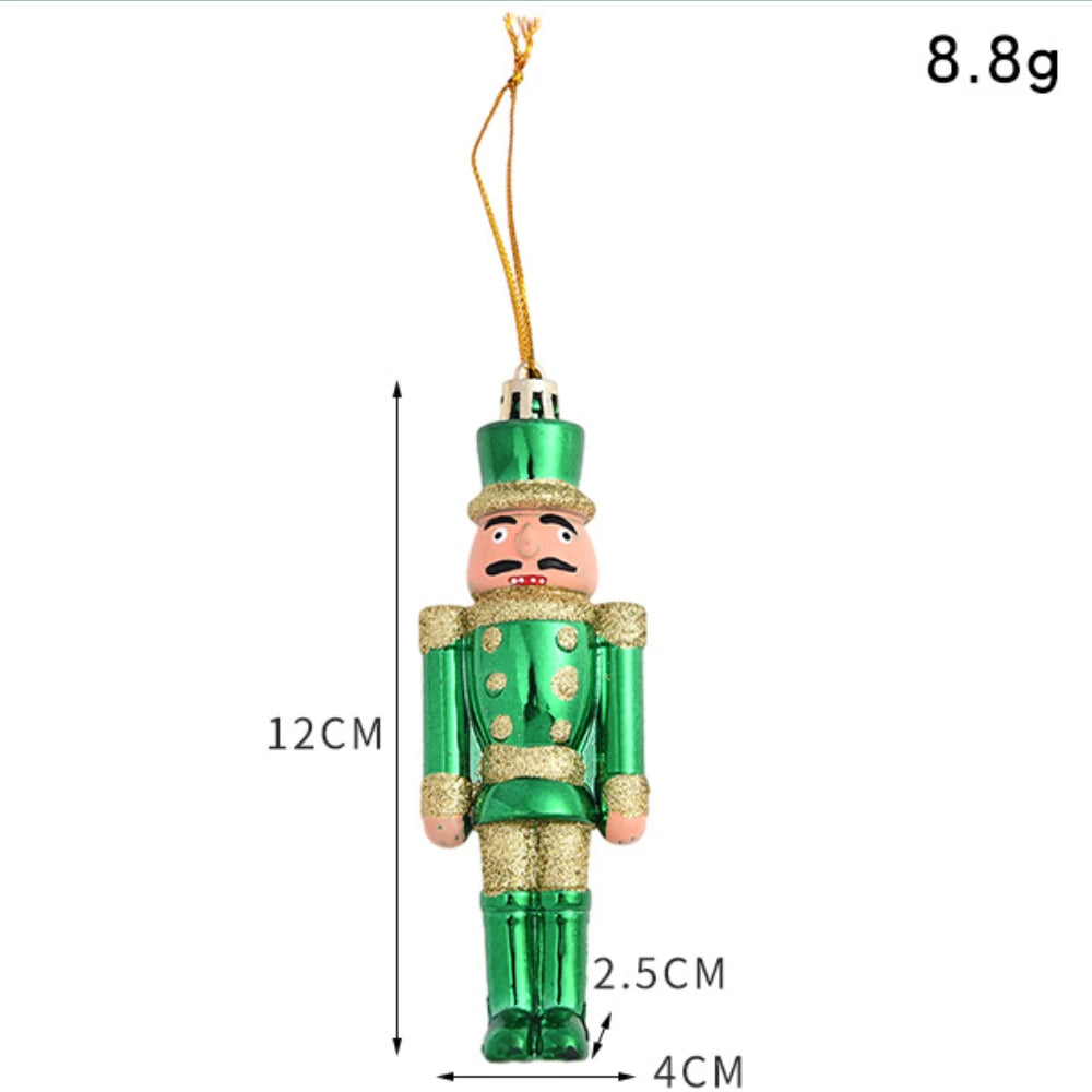 2PCS Christmas Nutcracker Ornaments Christmas Tree Plastic Walnut Figure Pendants Xmas Tree Soldier Puppet Hanging Decoration