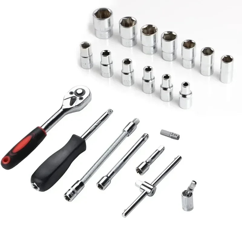 46/53 Piece/Set 1/4-Inch NEW Car Repair Tool Kit  Socket Set Car Repair Tool Ratchet Torque Wrench Combo Auto Repairing Tool Set