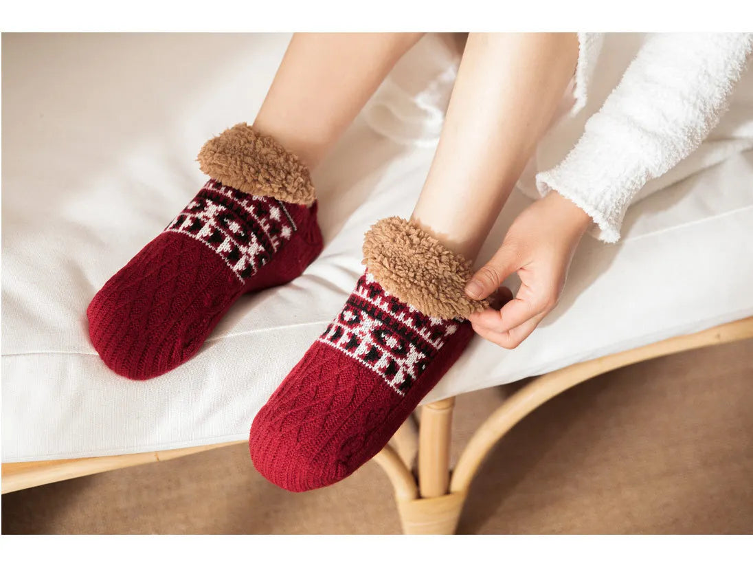 2024 New Winter Warm Floor Socks Home Fleece Slipper Women Men Snow Socks Sleep Carpet Socks Slippers Socks Non-slip Yoga Socks