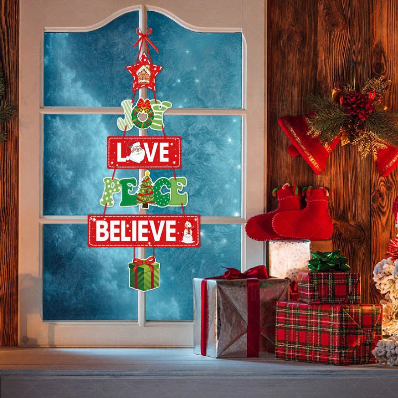 Christmas Door Hanging Paper Ornament Banner Xmas Tree Santa Claus Pendants Merry Christmas Decoration for Home New Year 2024