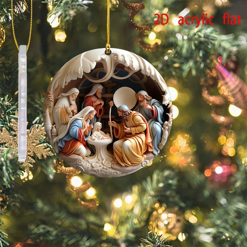 Nativity Christmas Ornament Acrylic Car Pendant Christmas DecorationPrayer pendant